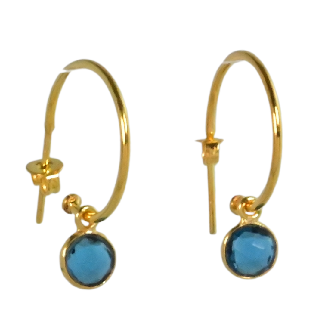 NEW! Euro Gold Gem Hoop Earrings A9a multi gems available