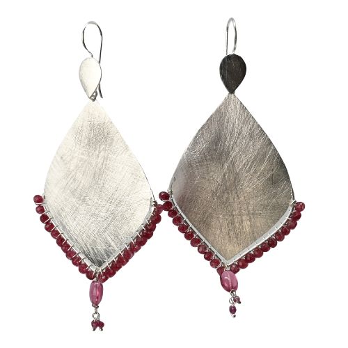Euro Silver Gemstone Marquis Earrings- CA322