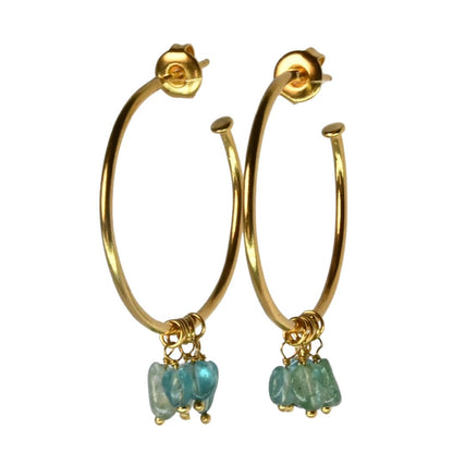Euro Gold Gem DROP Hoop Earrings A315