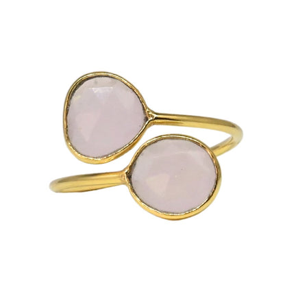 Euro Gold Cuff Ring Open size with gems A256R