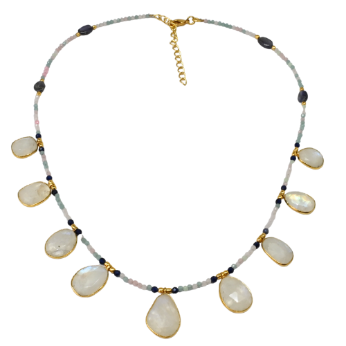 Euro Gold Gemstone Necklace 50 cm  A229