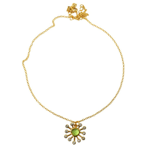Euro Gold Gem Daisy Necklace A315
