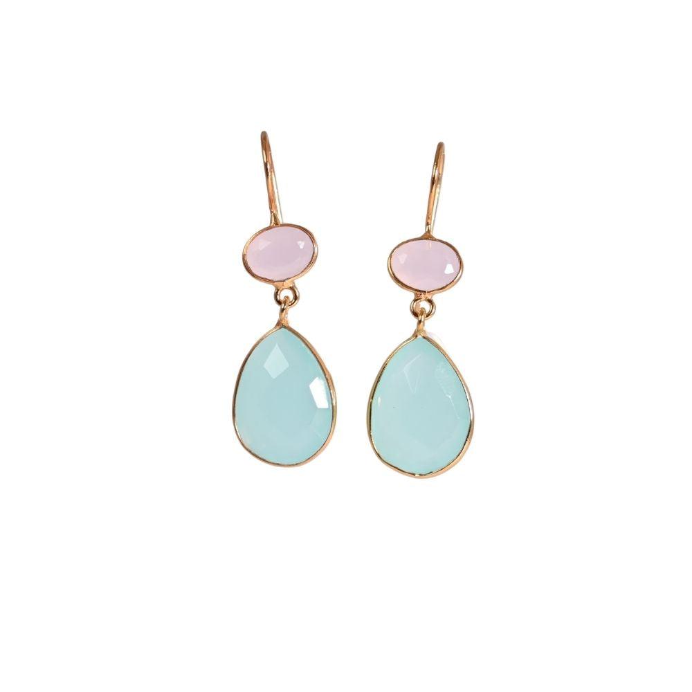 Euro Gold Gemstone Drop Earrings-A197a