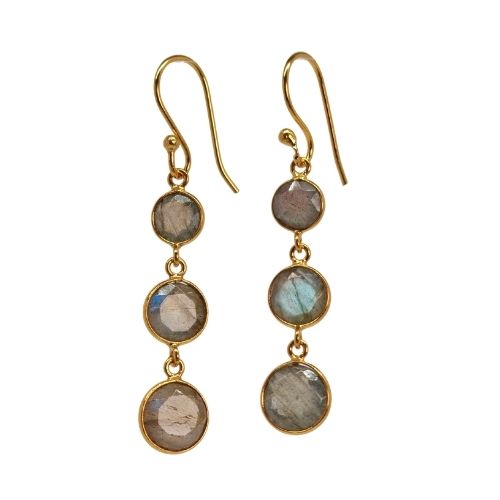 Euro Gold Gemstone Drop Earrings-A345