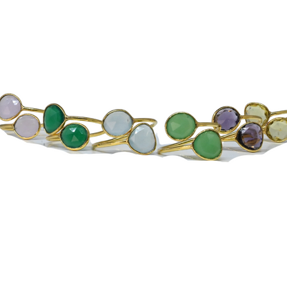 Euro Gold Cuff Ring Open size with gems A256R