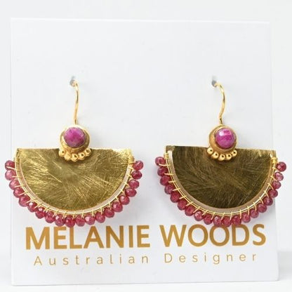 Euro Gold Gemstone Earrings- A327