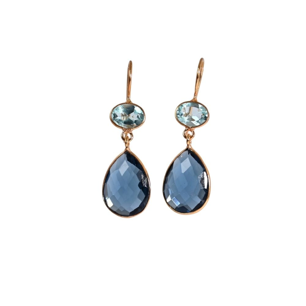Euro Gold Gemstone Drop Earrings-A197a