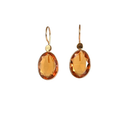 Euro Gold Gemstone Drop Earrings- A280