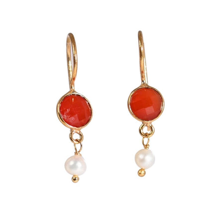 Euro Gold Gemstone and Pearl Earrings- A332a