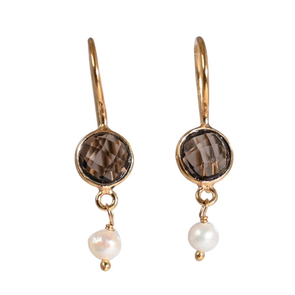 Euro Gold Gemstone and Pearl Earrings- A332a