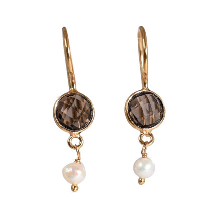 Euro Gold Gemstone and Pearl Earrings- A332a