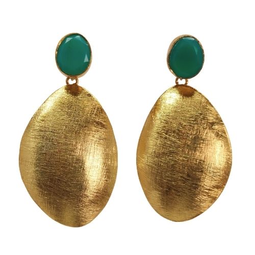 Euro Gold golden egg and gem Earrings- A341