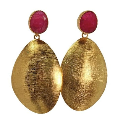 Euro Gold golden egg and gem Earrings- A341