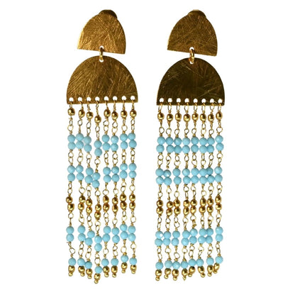 Euro Gold gem Cascade Earrings A307