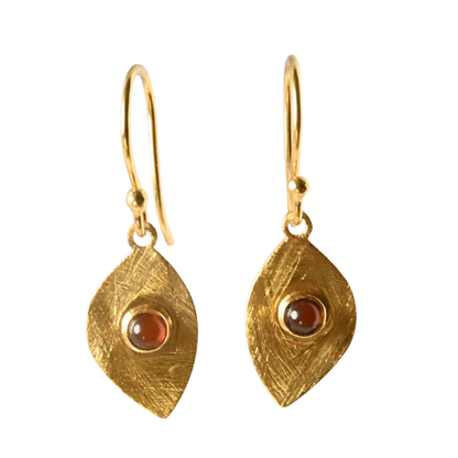 Euro Gold Gemstone Drop Earrings-A318