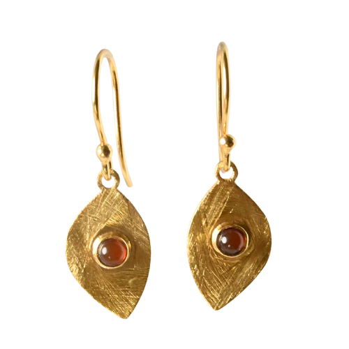Euro Gold Gemstone Drop Earrings-A318