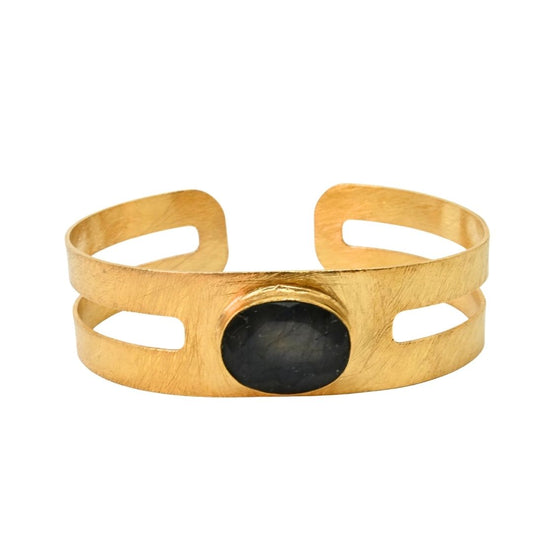 Euro Gold cuff bangle with gem- A291