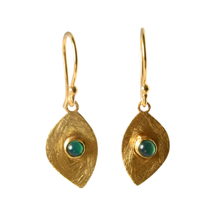 Euro Gold Gemstone Drop Earrings-A318