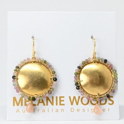 Euro Gold Gemstone Earrings- A324