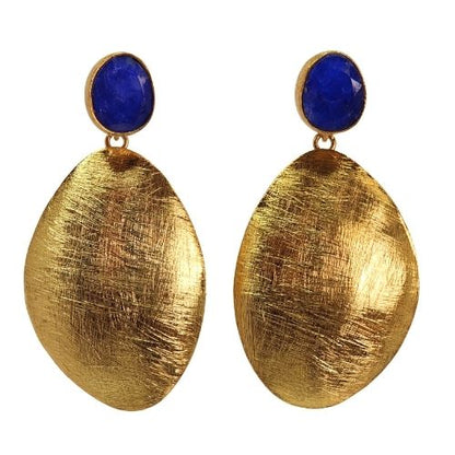 Euro Gold golden egg and gem Earrings- A341