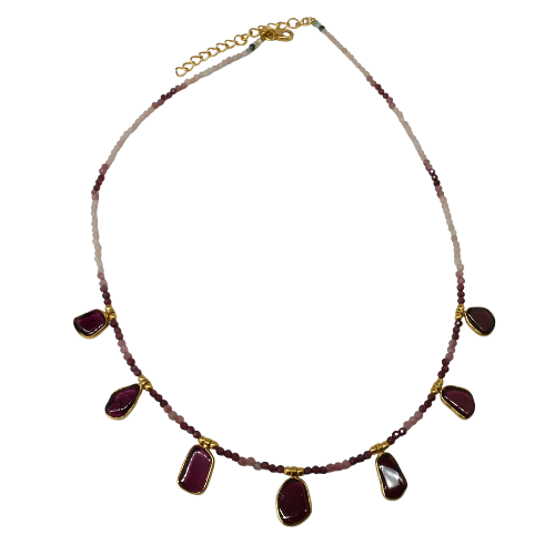 Euro Gold Gemstone Necklace 50 cm  A229