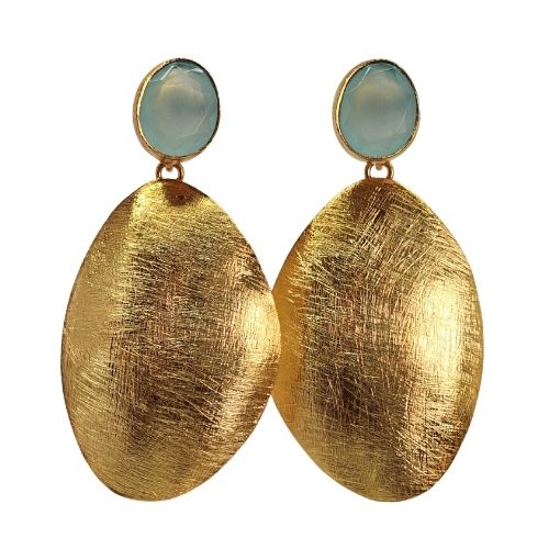 Euro Gold golden egg and gem Earrings- A341