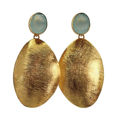 Euro Gold golden egg and gem Earrings- A341