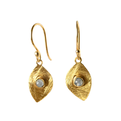 Euro Gold Gemstone Drop Earrings-A318