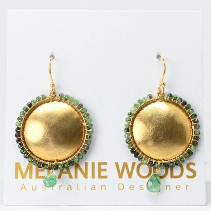 Euro Gold Gemstone Earrings- A324