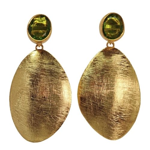 Euro Gold golden egg and gem Earrings- A341