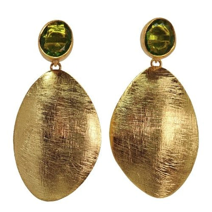 Euro Gold golden egg and gem Earrings- A341
