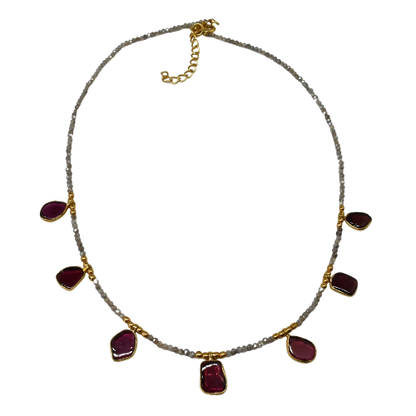 Euro Gold Gemstone Necklace 50 cm  A229