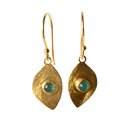 Euro Gold Gemstone Drop Earrings-A318