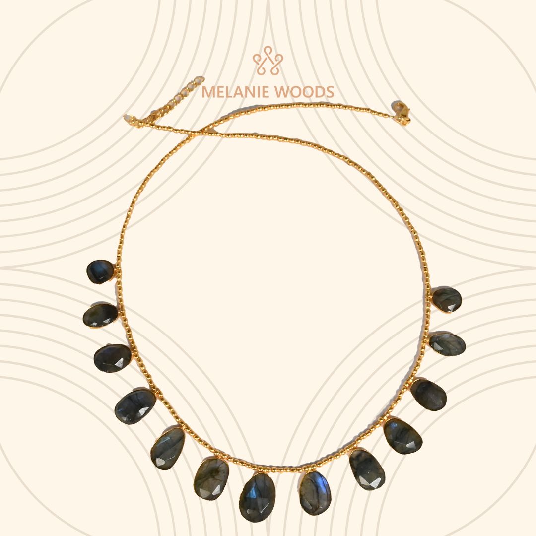 Euro Gold Gemstone Necklace 50 cm  A229