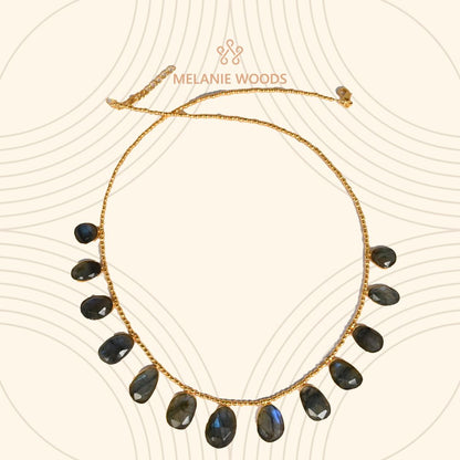 Euro Gold Gemstone Necklace 50 cm  A229