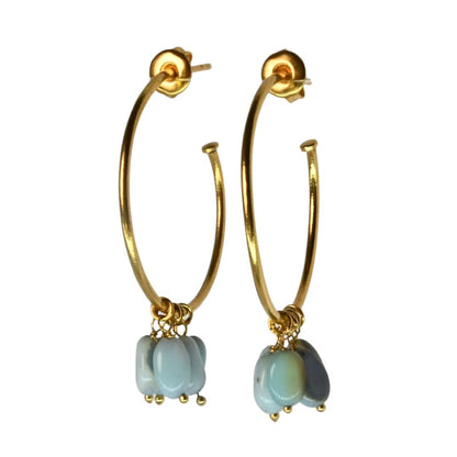 Euro Gold Gem DROP Hoop Earrings A315