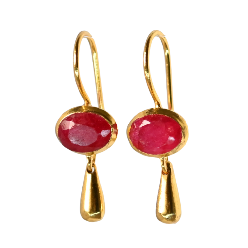 Euro Gold Gemstone Drop Earrings A302