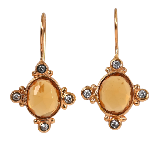 Euro Gold Gemstone Earring A373