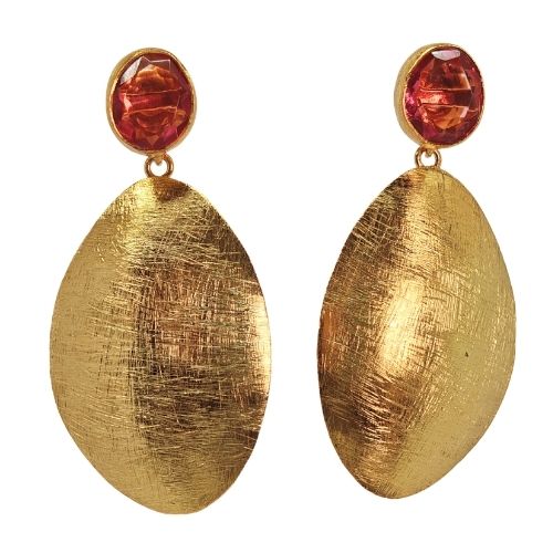 Euro Gold golden egg and gem Earrings- A341