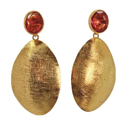 Euro Gold golden egg and gem Earrings- A341