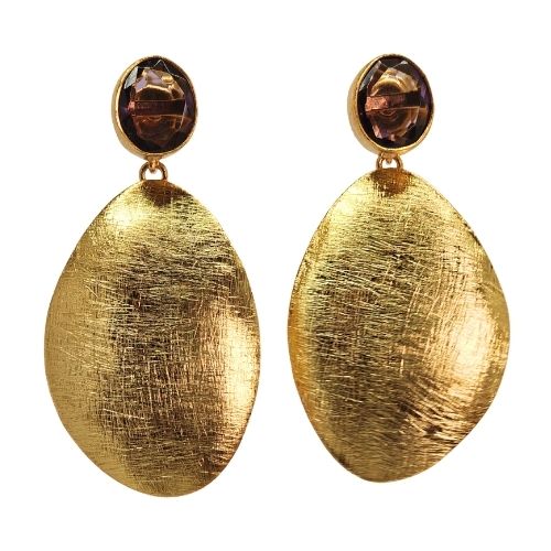 Euro Gold golden egg and gem Earrings- A341