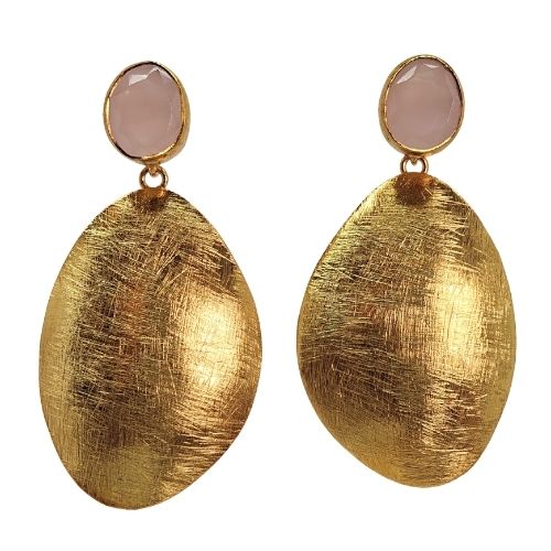 Euro Gold golden egg and gem Earrings- A341