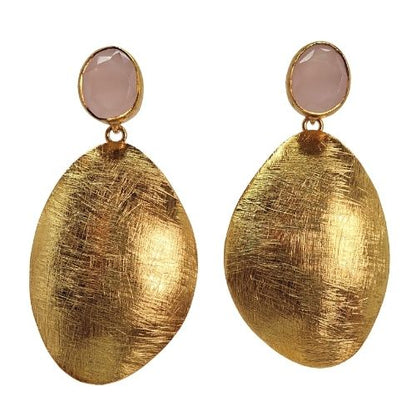 Euro Gold golden egg and gem Earrings- A341