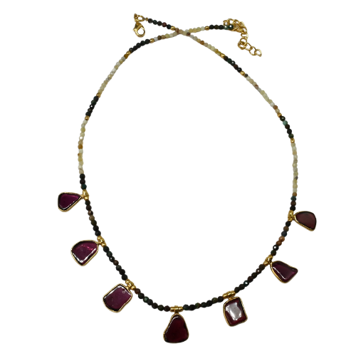 Euro Gold Gemstone Necklace 50 cm  A229