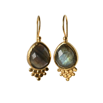 Euro Gold gemstone earrings - A238B