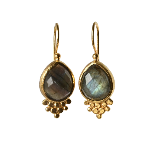 Euro Gold gemstone earrings - A238B