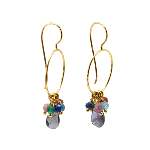 Euro Gold Double Fan Drop Earrings A193