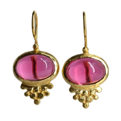 Euro Gold gemstone earrings - A238