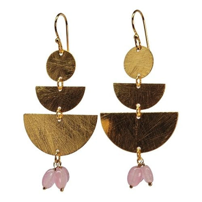 Euro Gold Gemstone Fan Drop Earrings-A308