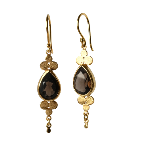 Euro Gold Gemstone Drop Earrings-A264